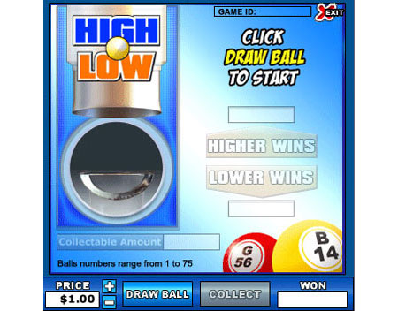 bingo liner high low online instant win game