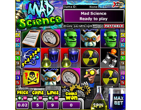 bingo liner mad scientist 5 reel online slots game