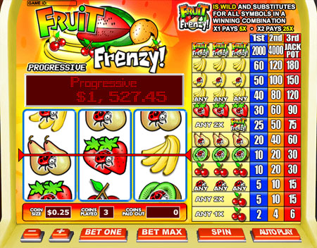 bingo liner fruit frenzy 3 reel online slots game